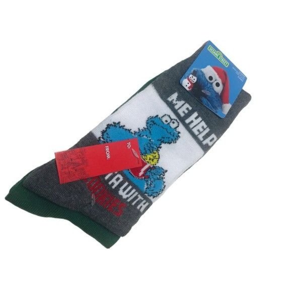 SESAME STREET Unisex Holiday Socks 2 Pairs Shoe Size 6.5-12 - Picture 1 of 5